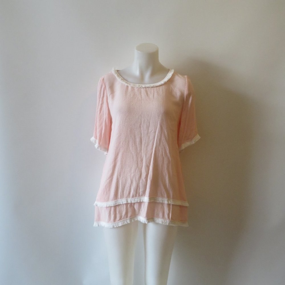 NWT B-SHARP CRINKLED FRINGED BLOUSE TOP SZ M